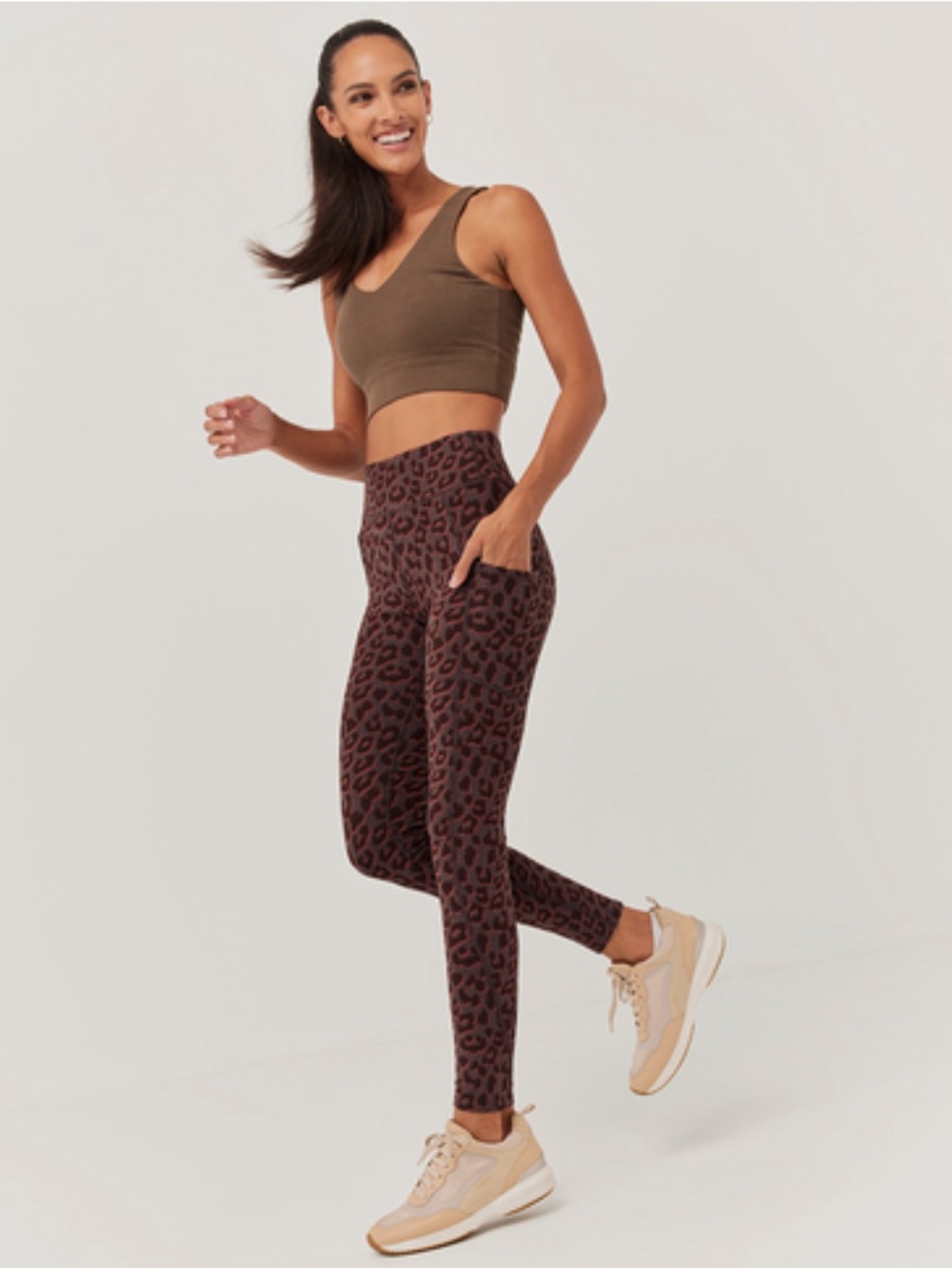 Pact Leopard Print High-Rise Pocket Leggings